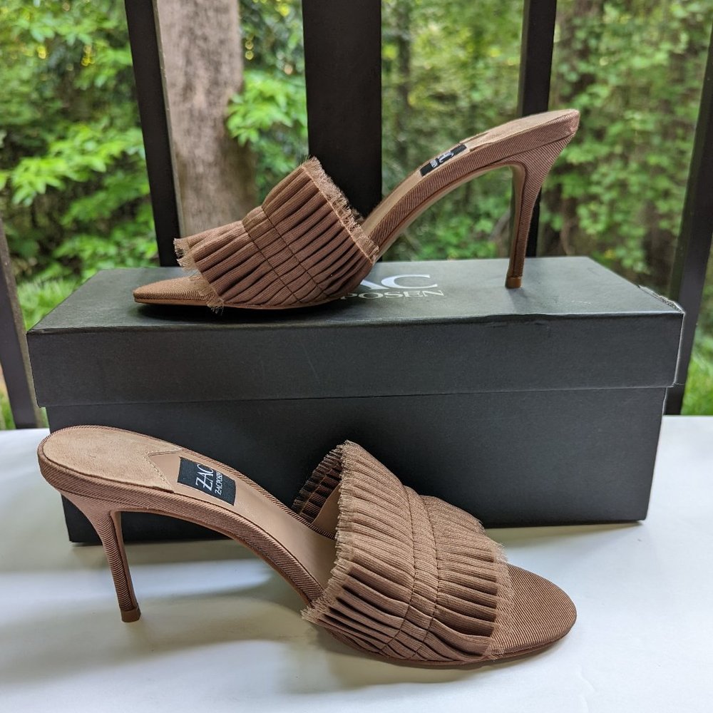 ZAC by ZAC POSEN Venecia Slip On Stiletto Mule Sandals in Cappuccino Size 6M NIB